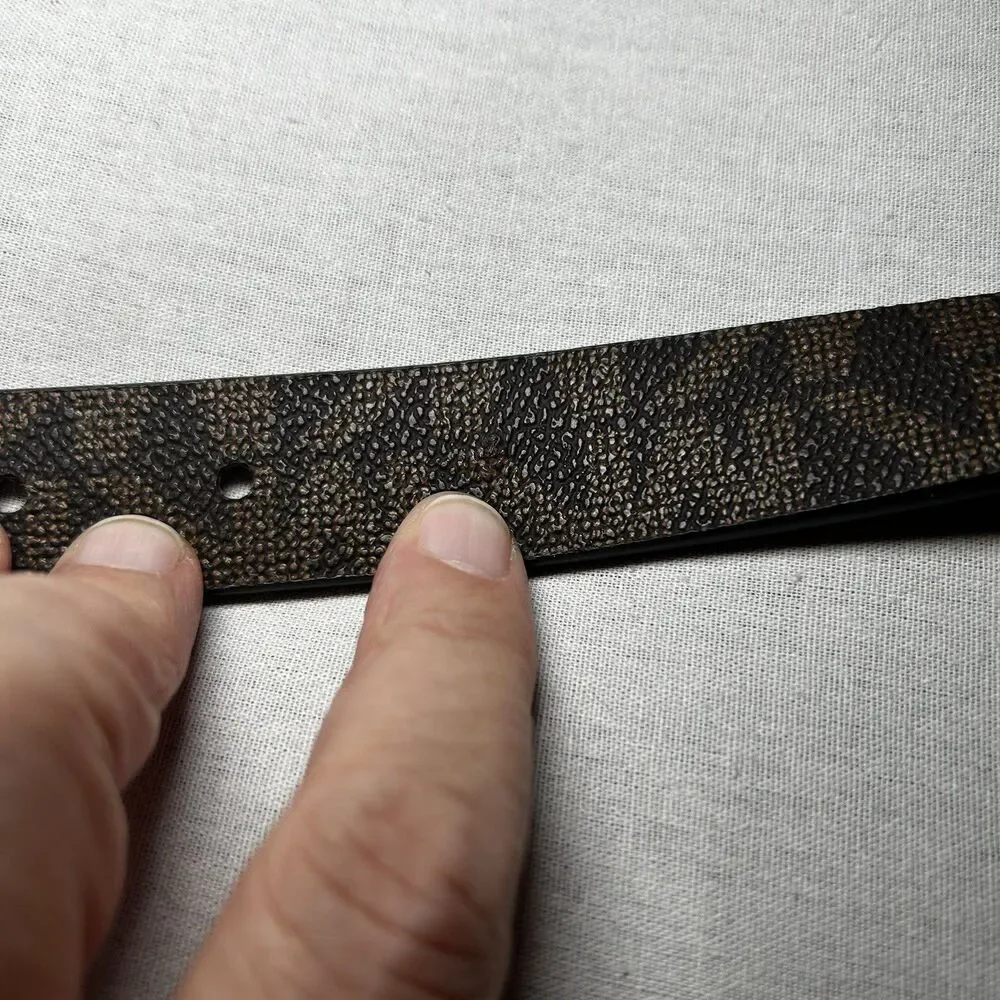 Michael Kors women's belt in brown signature logo print, tortoise shell accent